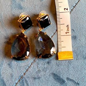 Grey Crystal and gold teardrop earrings